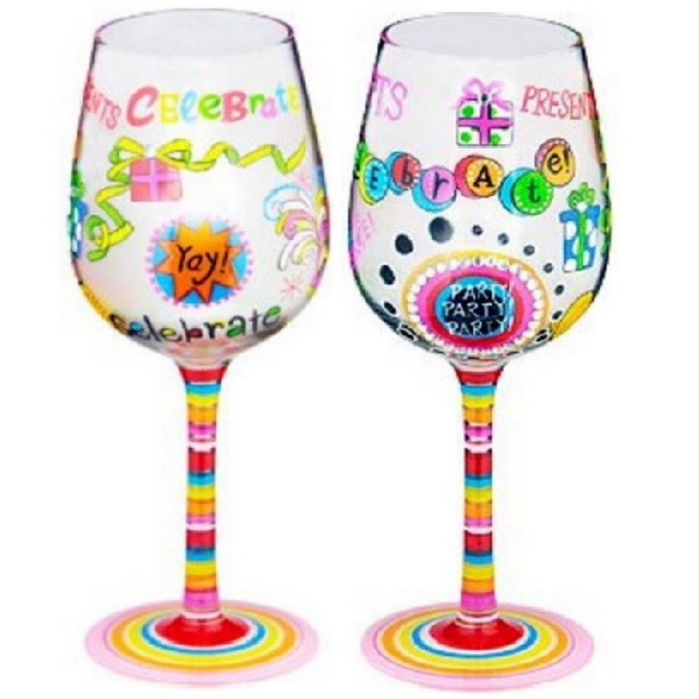 Time to Celebrate - Bottom's Up Celebration Wine Glass with Bling